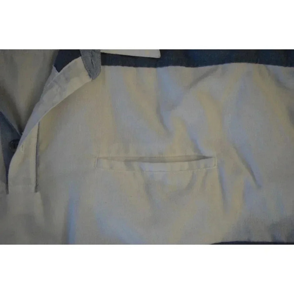 Vintage The Men's Store at Sears XL Polo Shirt White & Blue Striped Short Sleeve - Picture 6 of 6